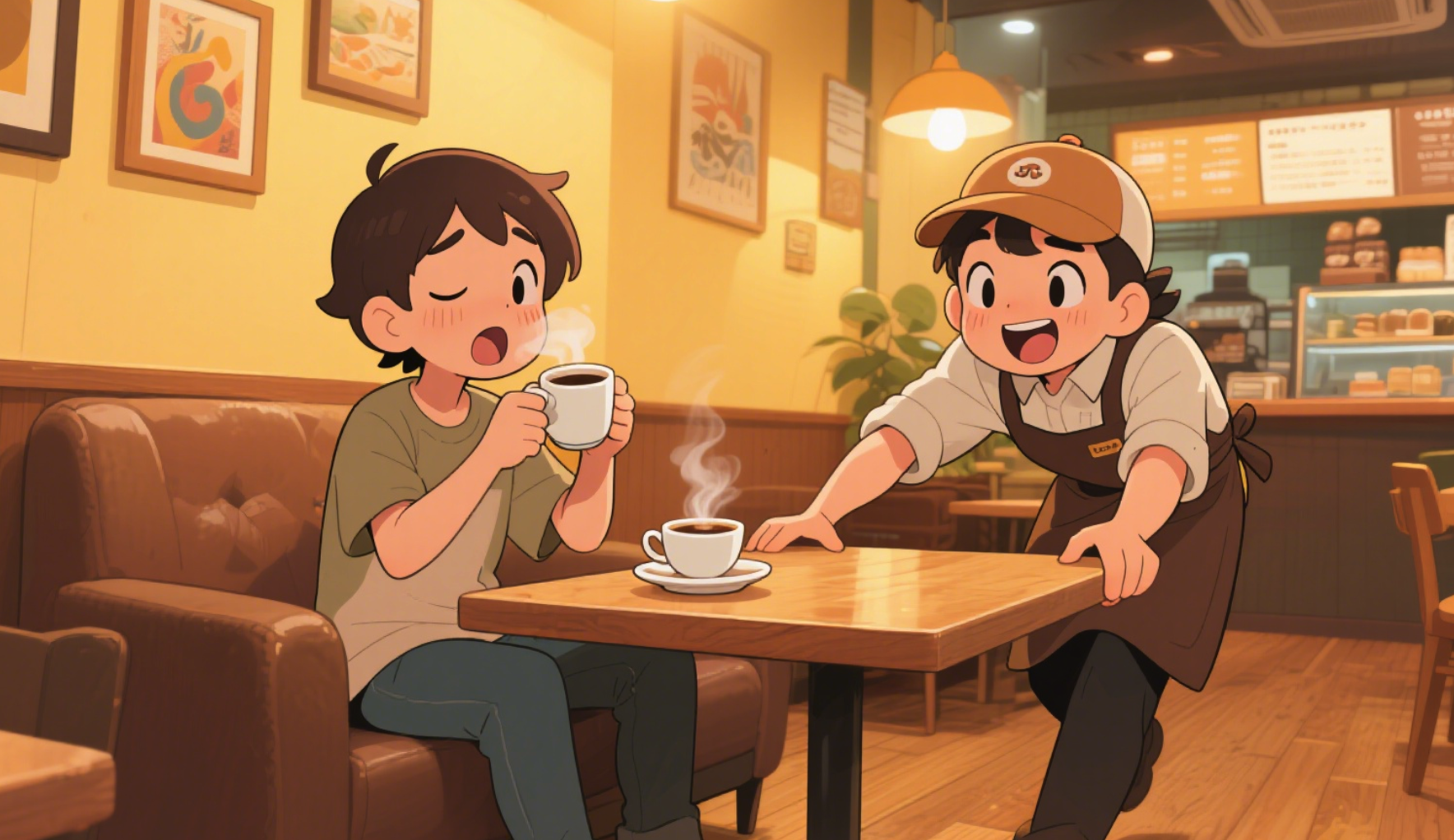 店员把桌子收走了